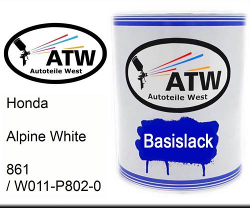 Honda, Alpine White, 861 / W011-P802-0: 1L Lackdose, von ATW Autoteile West.